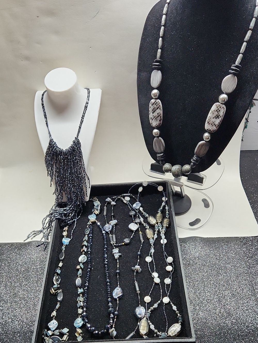 Black And Grey Themed Necklace Bundle